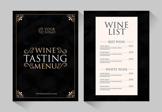 Black And White Elegant Wine Menu Design