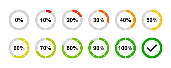 Loading circles and progress circles from 0 to 100 percent