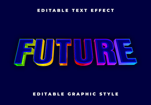 Blue Futuristic Neon 3D Font Backlight Tilted Text Effect