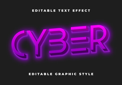 Purple Neon Part Digital 3D Font Glowing Futuristic Text Effect