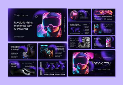 Blue And Purple Futuristic Marketing Presentation Layout