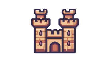 A medieval fortress with towers and battlements perfect for fantasy themes and historical sett