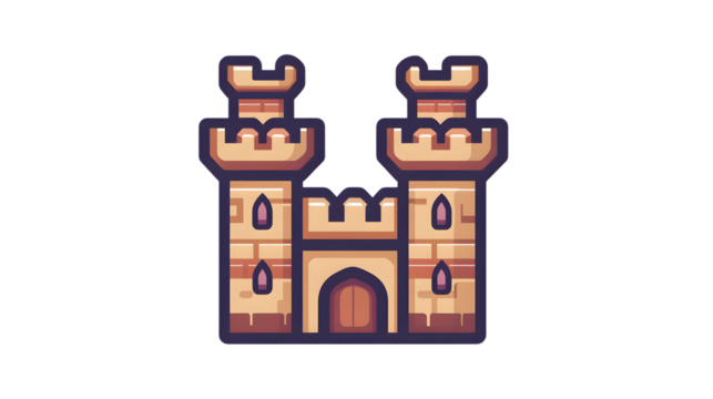 A medieval fortress with towers and battlements perfect for fantasy themes and historical sett