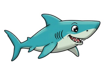 Obraz premium Blue shark cartoon isolated on white