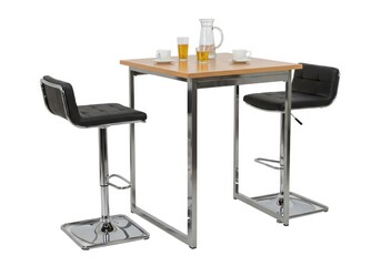 Table and chairs on white background