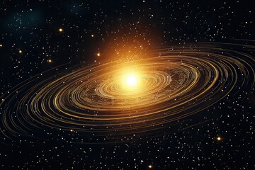 Obraz premium Golden cosmic vortex abstract generative galaxy illustration