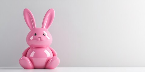 Pink Bunny Statue: A charming, glossy pink bunny statue, positioned with a touch of whimsy, against a minimalist background, bringing a sense of joy and playfulness.