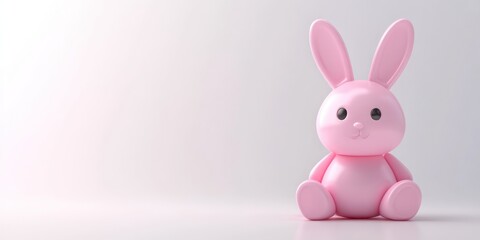 Obraz premium Pink Rabbit Delight: A charming, glossy pink rabbit toy exudes an air of playful innocence and whimsy, its cheerful demeanor set against a soft, pastel backdrop. 