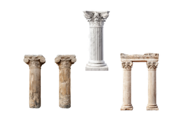 Ancient stone columns architectural elements for historical and classical design