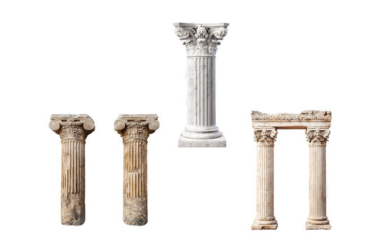 Ancient stone columns architectural elements for historical and classical design