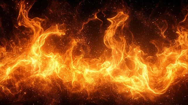 Fiery flames, dynamic and intense.  Intricate, orange-gold flames on a dark background.  Detailed fire patterns