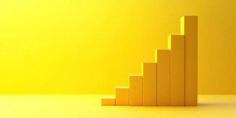An upward staircase represents the growth and ambition. The stairs are in yellow color, against yellow studio background