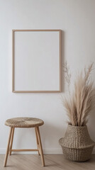 Minimalist Wooden Frame Mockup with Scandinavian Decor