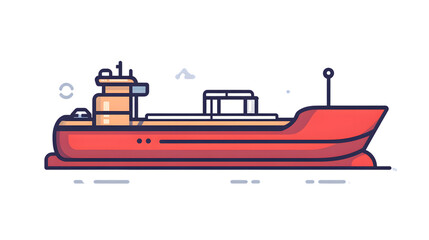 Illustration of a Cargo Ship with Containers and Navigation Equipment