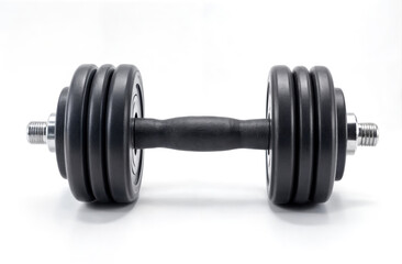 Fototapeta premium Adjustable dumbbell resting on a white surface ready for a workout session at home or gym