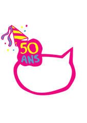 50 ans bulle chapeau fete anniversaire ajouter texte