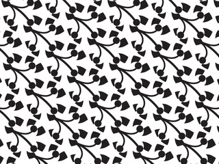 A monochrome pattern showcasing stylized leaves in black and white, creating a textured visual effect.