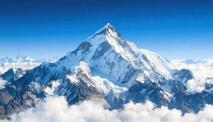 Snowy mountain peak cloudscape blue sky landscape