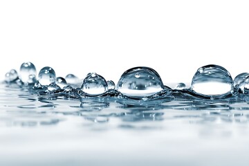 Sparkling water beads white background  
