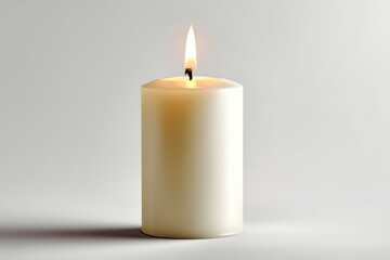 Stylish white candle white background
