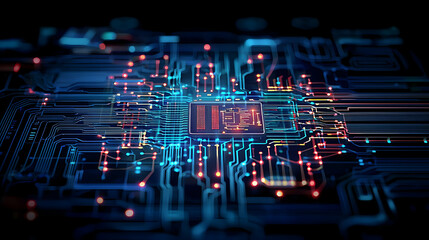 Obraz premium Abstract Circuit Board With Glowing Components