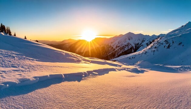 winter sunset in the mountains