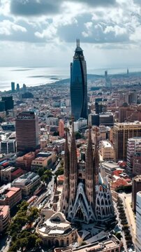 A stunning panorama of Barcelona showcasing a blend of modern and traditional architecture