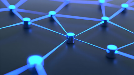 Abstract Network Design With Glowing Blue Connections