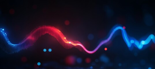 Graph with red and blue lines representing market trends or stock movements on a dark background, symbolizing financial data