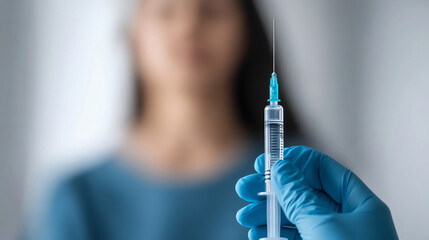 Doctor holding syringe preparing vaccination for patient