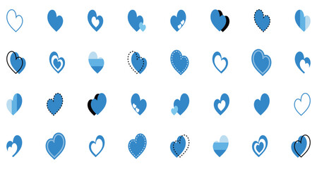 シンプルなハートマーク セット 青色