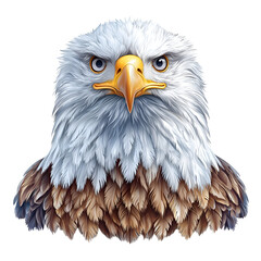 Obraz premium Realistic Portrait of a Majestic Bald Eagle with Detailed Feathers Against a Transparent Background Representing Strength and Freedom