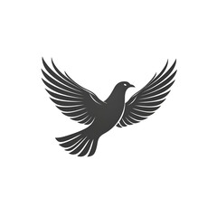 Fototapeta premium Stylized Black Bird Silhouette with Outstretched Wings in Flight Against a Transparent Background Symbolizing Freedom and Elegance