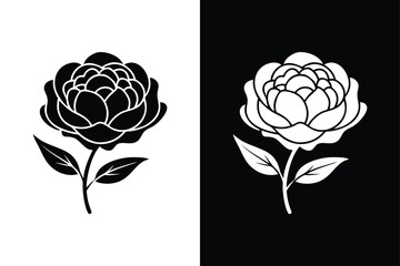 Peony icon vector on White Background ,Vector Art Illustration on white background.