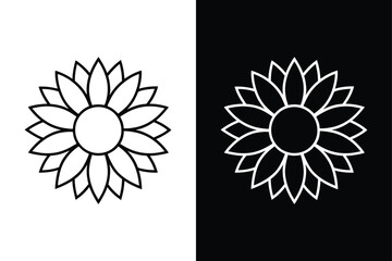 Sunflower flower icon vector on White Background ,Vector Art Illustration on white background.