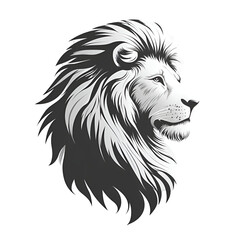 Obraz premium Detailed Portrait of a Majestic Lion with Lush Mane Against a Transparent Background Symbolizing Power and Strength in Nature