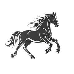 Obraz premium Elegant Black Silhouette of a Galloping Horse in Motion Against a Transparent Background Representing Freedom and Wild Spirit
