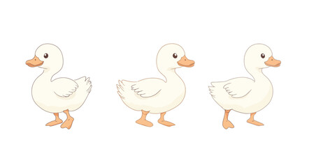 A charming duck character is depicted walking in a minimalist and contemporary illustration style with a flat aesthetic