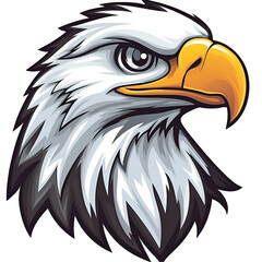 Detailed Illustration of a Majestic Eagle Head with Sharp Eyes and Distinct Feathers Against a Transparent Background