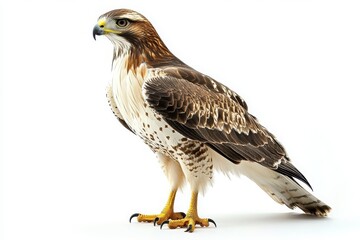 Fototapeta premium Majestic hawk standing proudly on white background