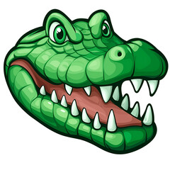 Cartoonish Green Crocodile Head With Large Teeth And Playful Expression On Transparent Background