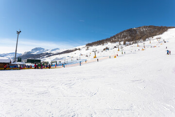 Slopes of Livigno village in north Italy