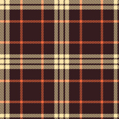 Elegant Dark dark brown & Vivid pale peach Seamless Tartan Fabric Design