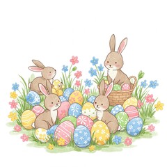 Obraz premium easter bunny with eggs