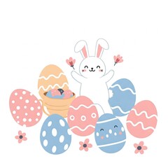 Fototapeta premium easter bunny and eggs