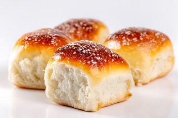 Fresh Dinner Rolls White Background Isolated
