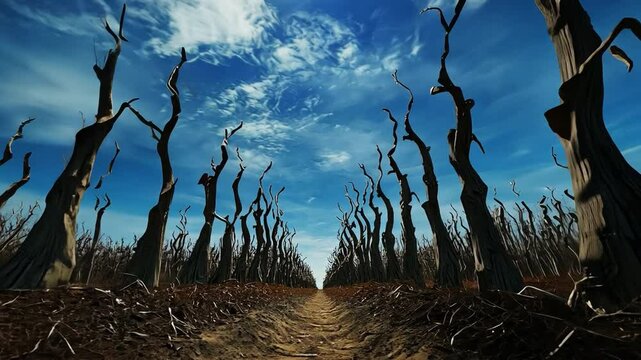Surreal landscape of towering corn stalks, creating an extraordinary and whimsical atmosphere. Perfect for imaginative projects.