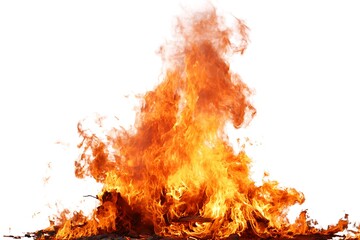 Blazing Fire No Background White Isolated Scene
