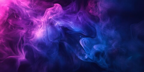 Abstract Digital Art with Deep Blue and Violet Smoke Merging in Cosmic Harmony
