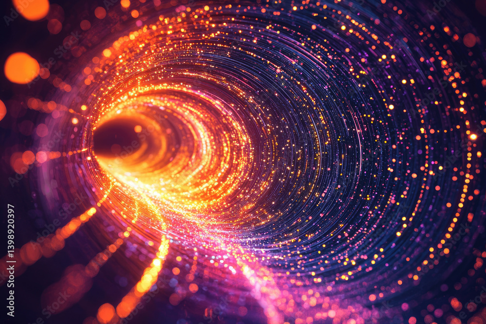 Aufkleber a swirling vortex of vibrant, multicolored light particles creates a mesmerizing tunnel effect.